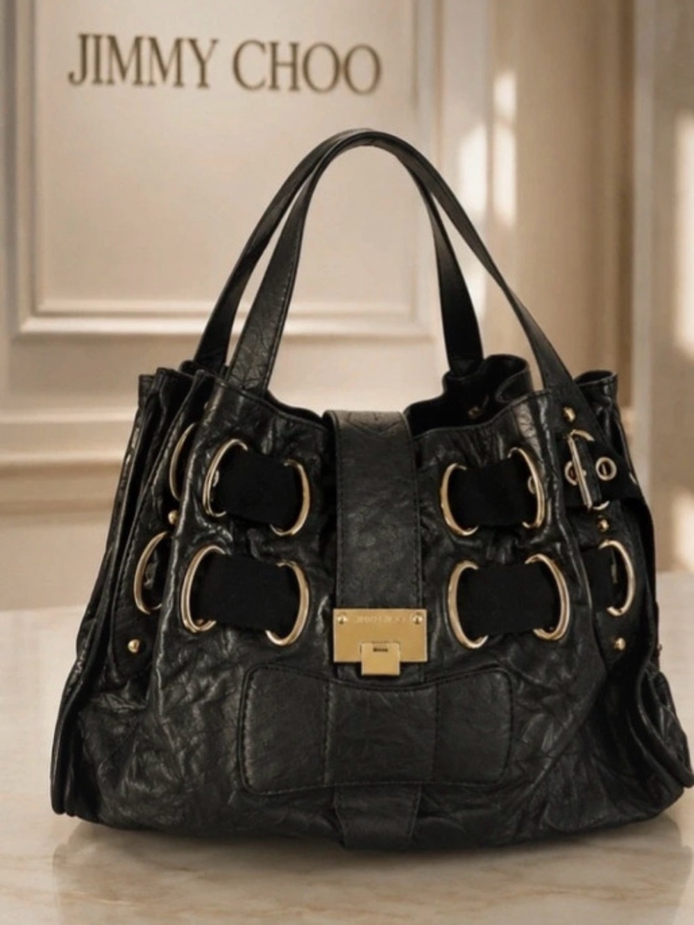 Vintage Jimmy Choo Ramona – leather & gold hardware